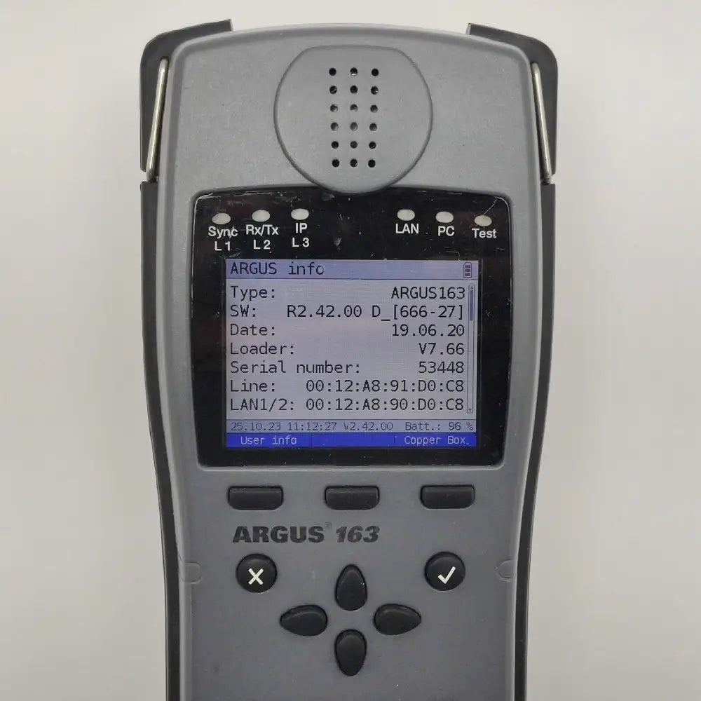 Intec Argus 163 rear panel and label showing model and serial information