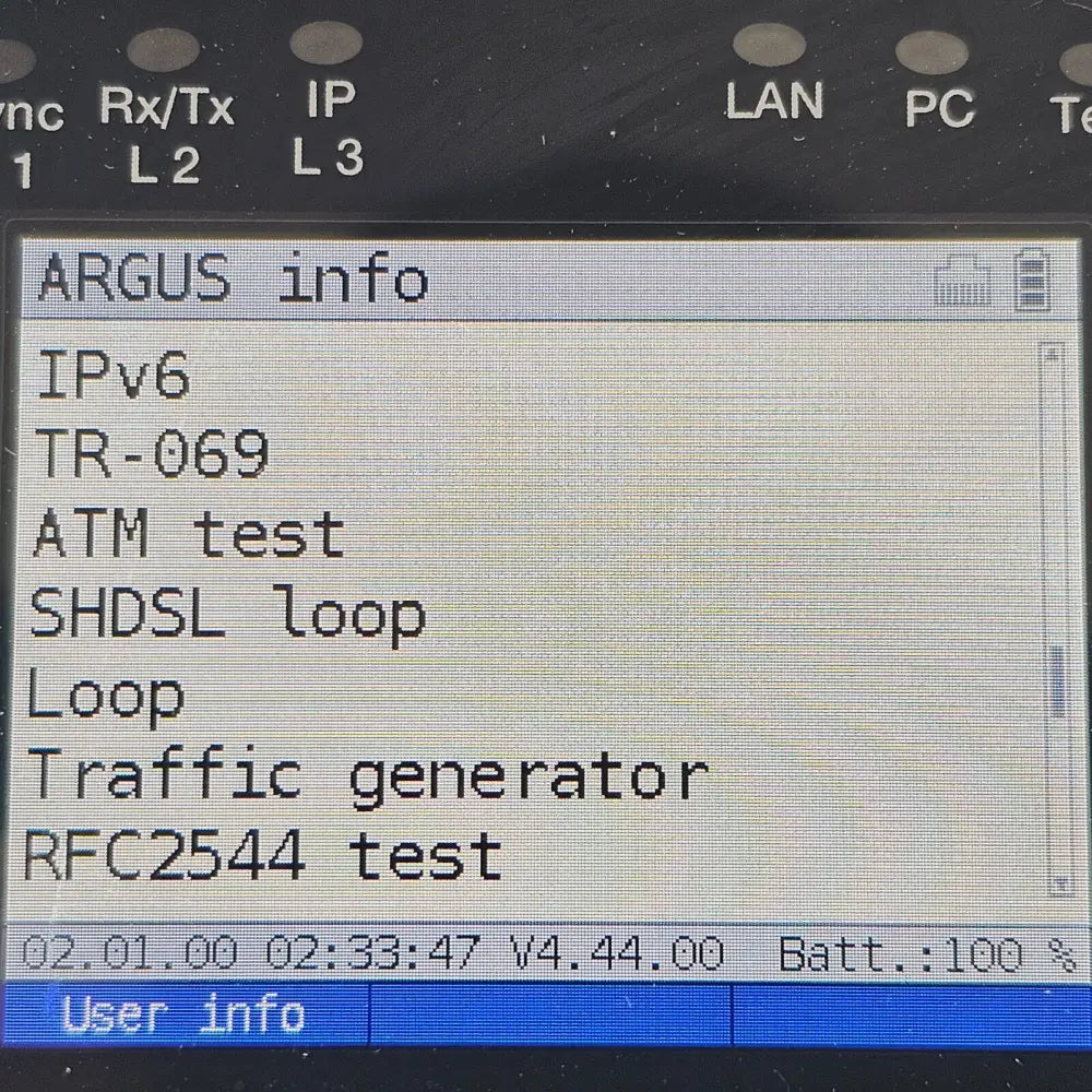 Intec Argus 165 rear view showing unit label with serial number and hardware details