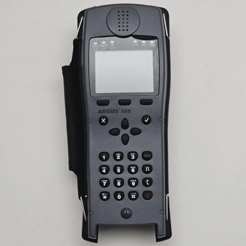Intec Argus 166 rear panel label with hardware option details including SFP TDR E1