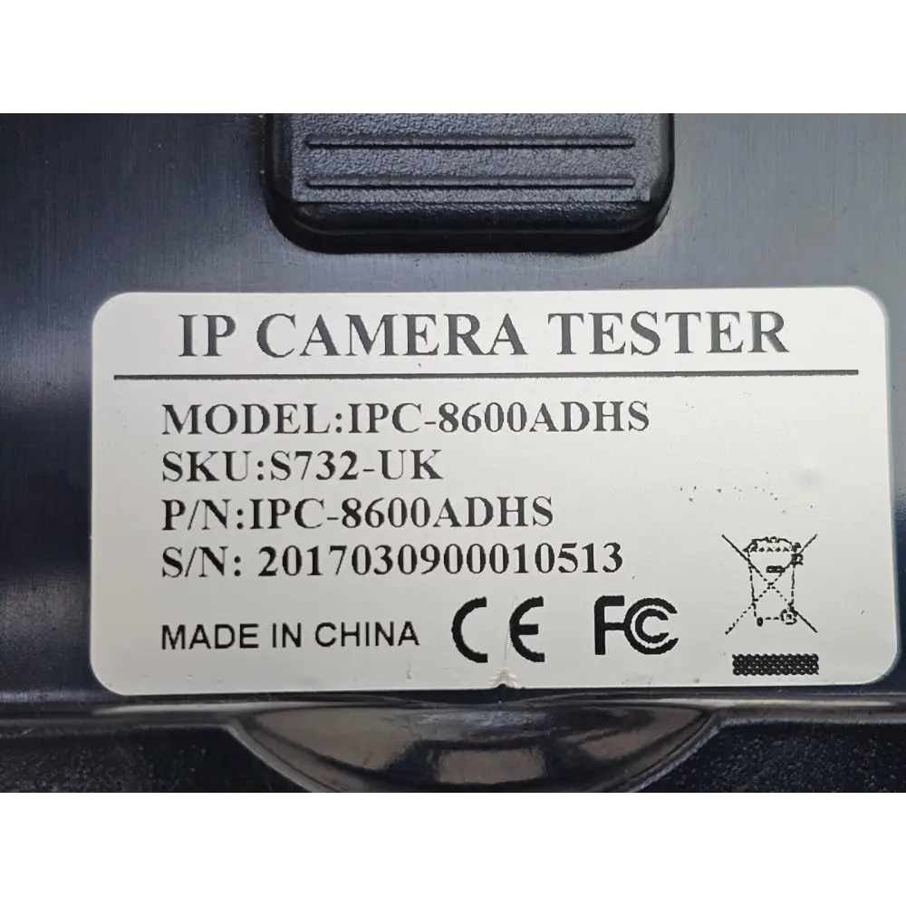 IPC-8600ADHS screen displaying HD-TVI analogue camera test image