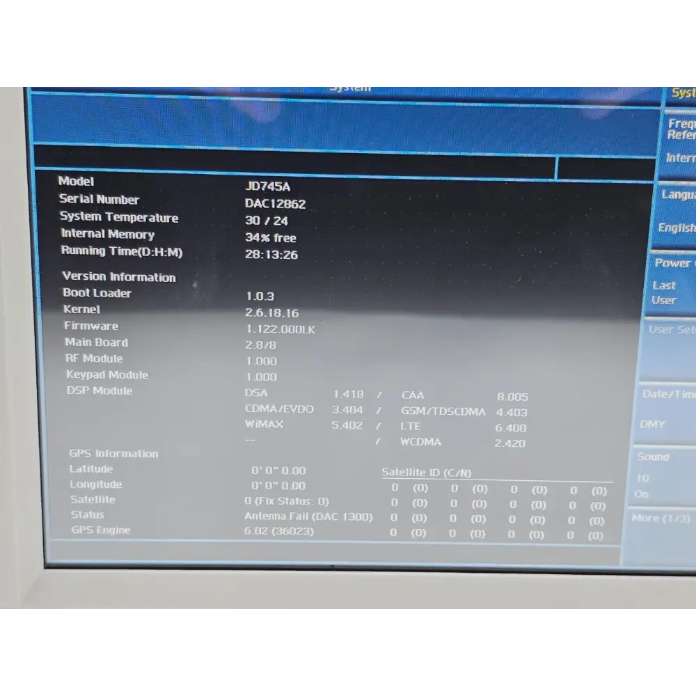 JDSU JD745A CellAdvisor serial number and model label detail