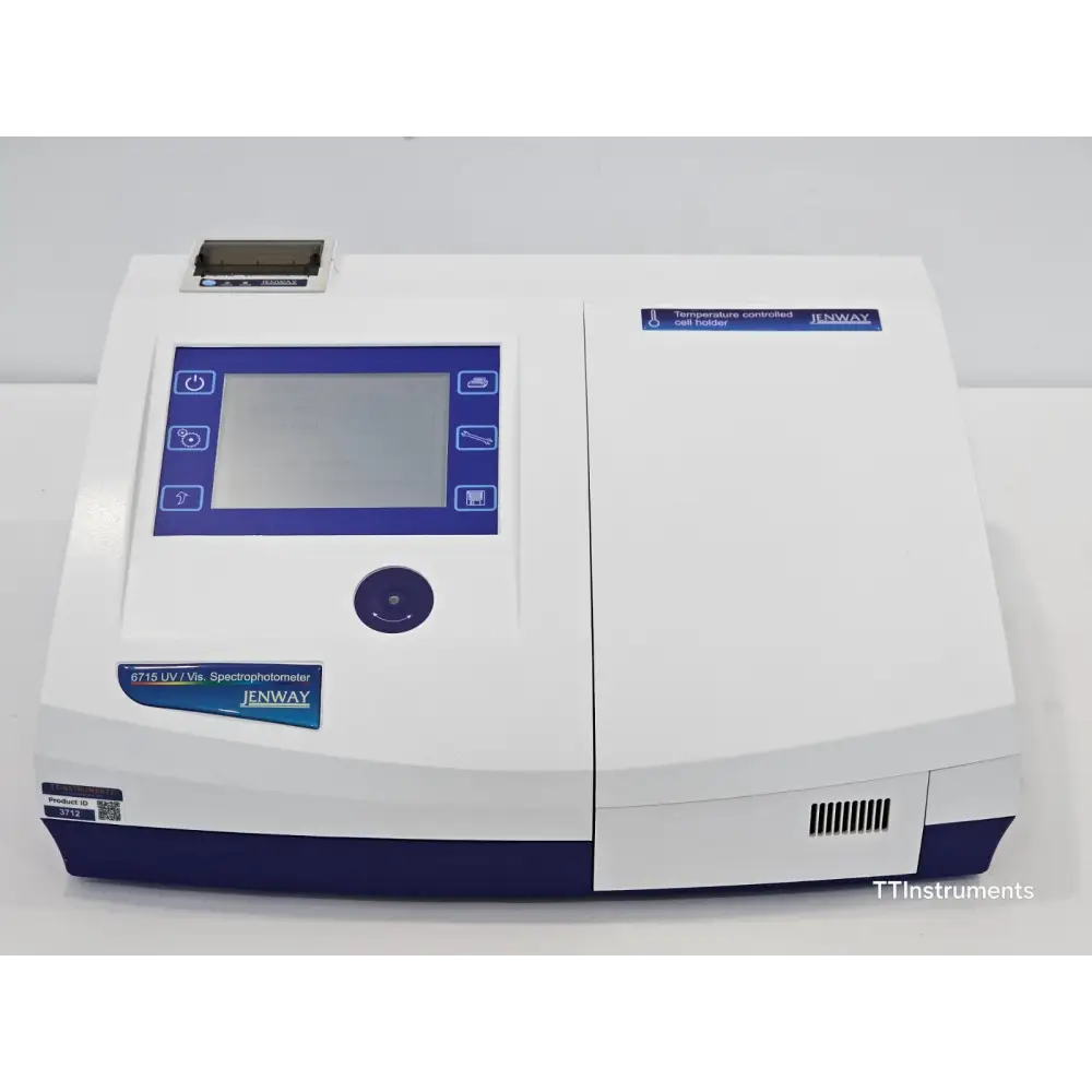 Jenway 6715 UV/Vis spectrophotometer front view showing TFT touchscreen and sample compartment