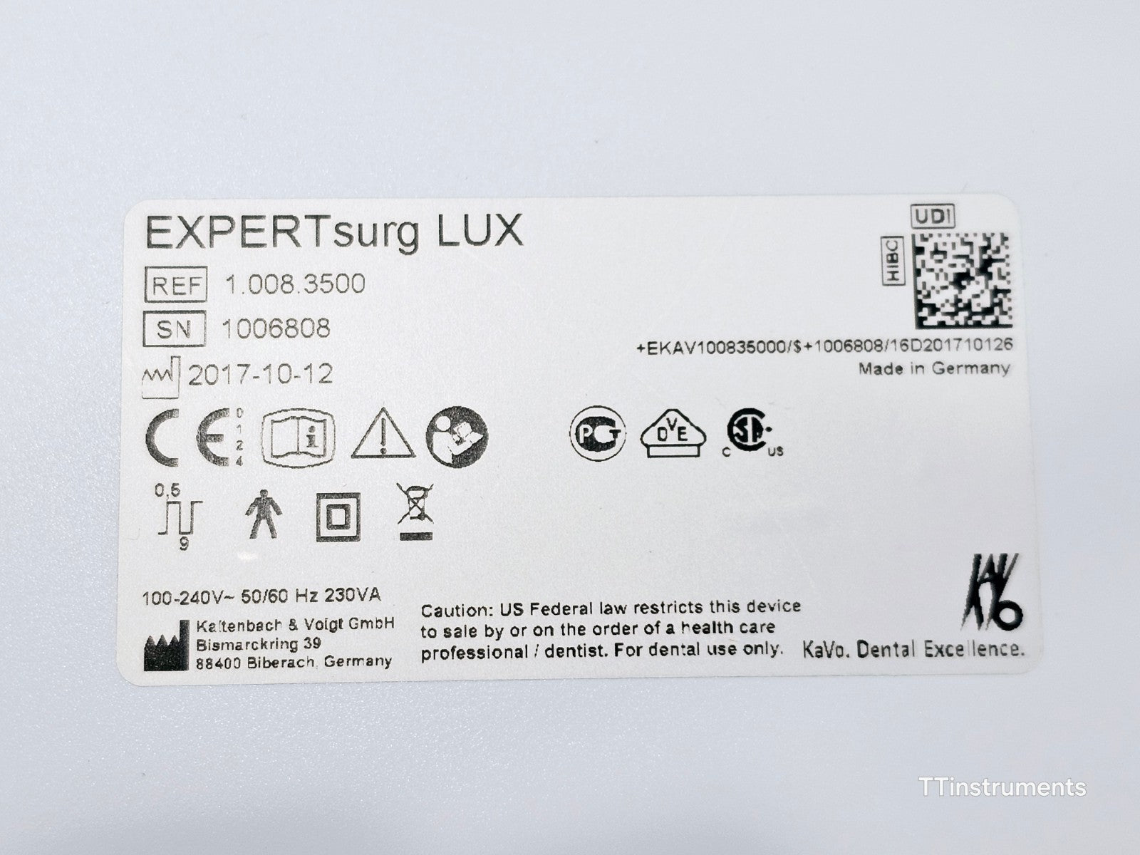 Kavo EXPERTsurg LUX Surgical Unit 1.008.3500 MFG 2017 w/ S600 LED Micro Motor