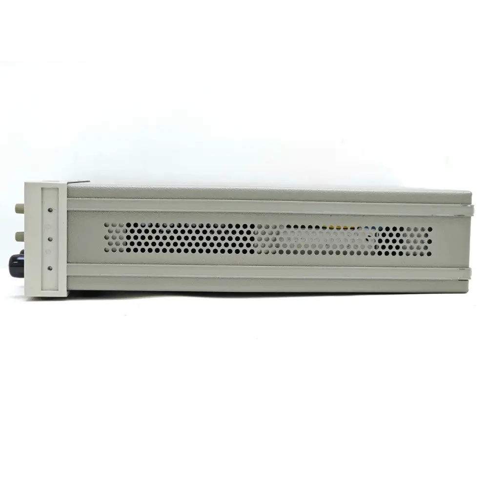 HP 83430A Lightwave Transmitter top view showing perforated ventilation slots along the full length of the chassis