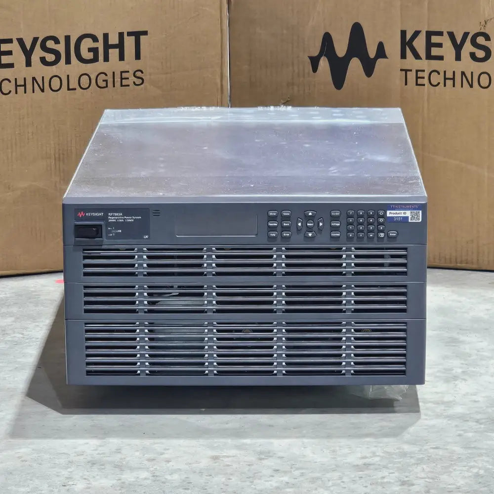 Keysight RP7983A regenerative power system front panel view showing 5U rack-mount chassis and display