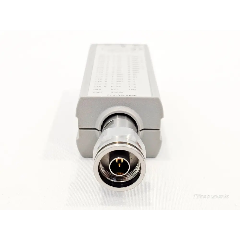 Keysight N8482B CFT average power sensor full assembly showing sensor, attenuator, and cable