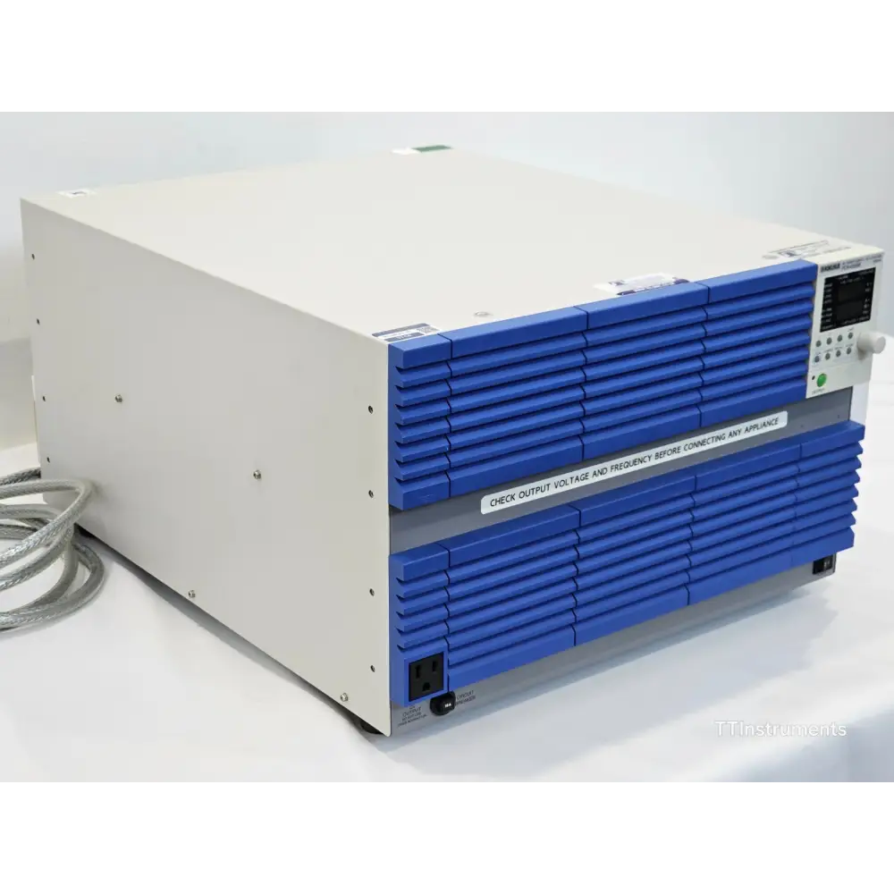 Kikusui PCR4000MA front panel showing display, output controls and frequency settings
