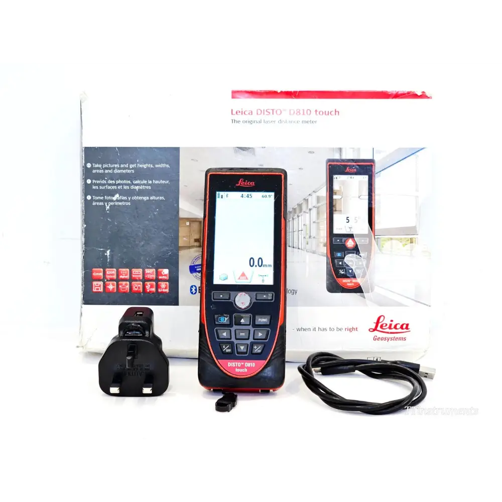 Leica DISTO D810 touch laser distance meter with retail box, UK USB charger and USB cable