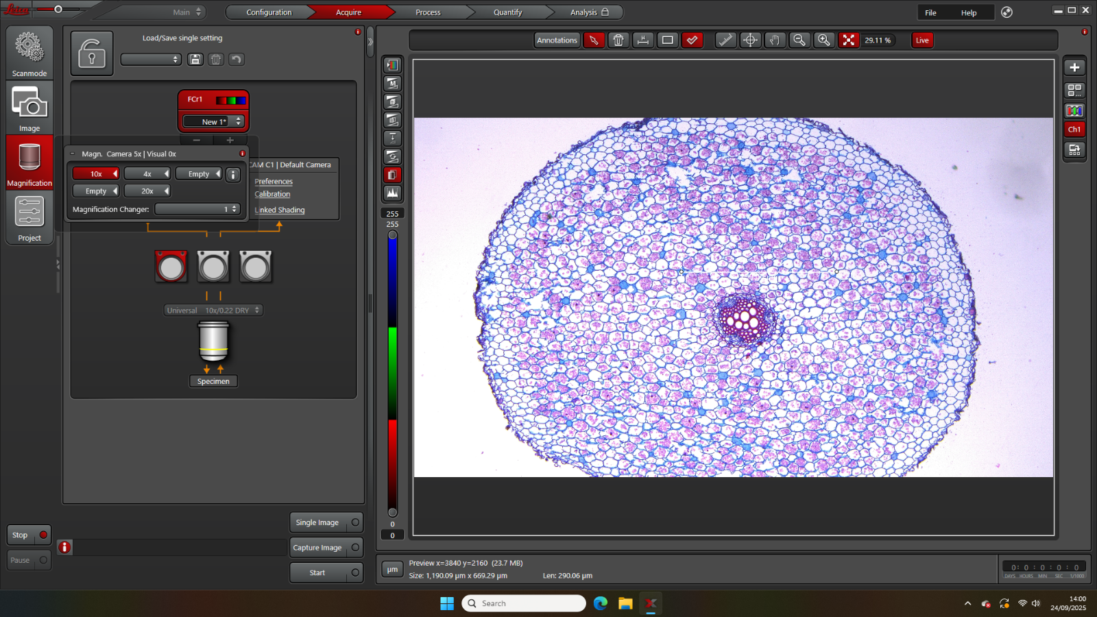 Leica DMi1 Inverted Microscope w/ Flexacam C1 Camera 4x 10x 20x Objectives + PC