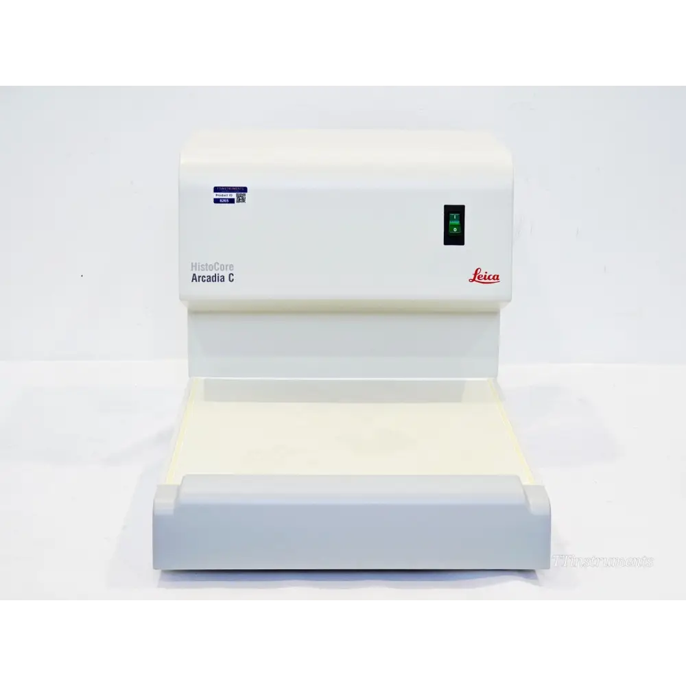 Leica HistoCore Arcadia C Cold Plate front view showing power switch, Leica logo and TT Instruments asset label