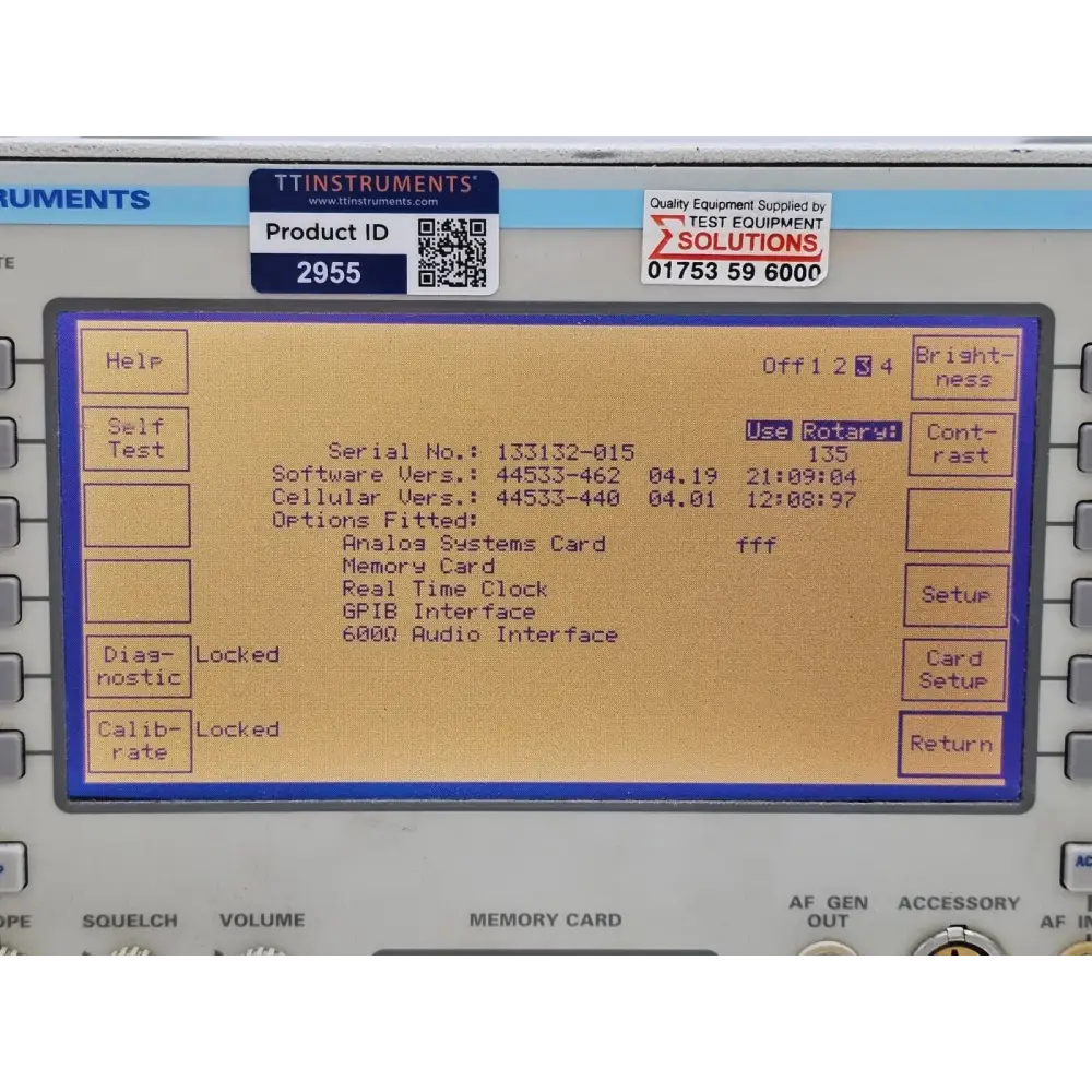 Marconi 2945A service monitor showing LCD display and front panel controls