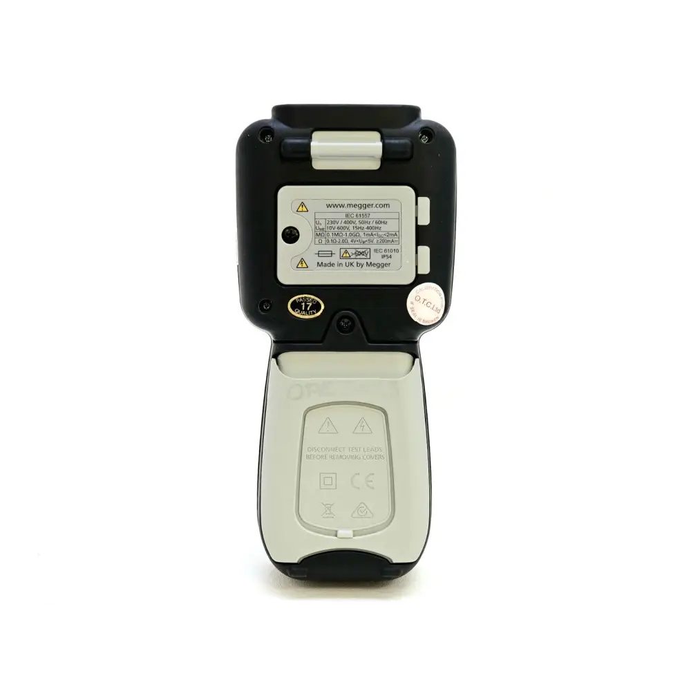 Megger MIT420/2 rear view showing battery compartment and fold-out back stand
