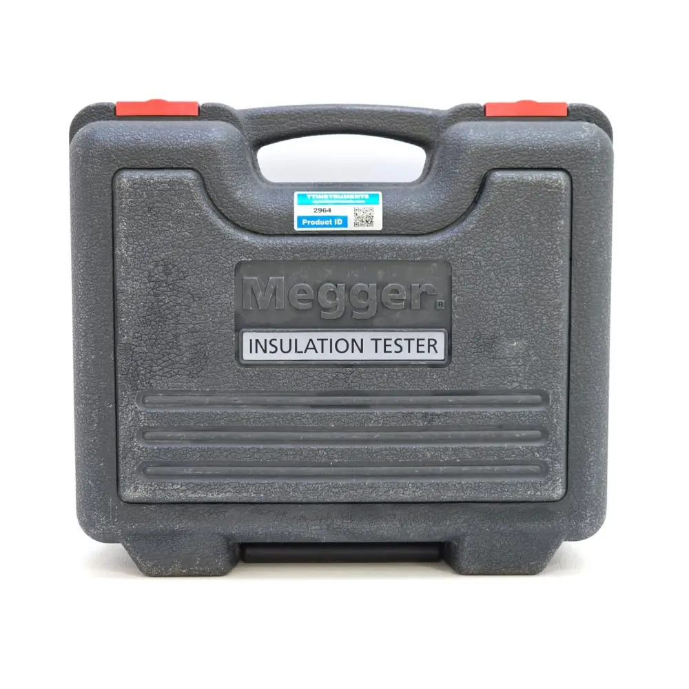 Megger MIT420/2 CAT IV insulation tester full kit laid out showing tester, leads, probe and carry case