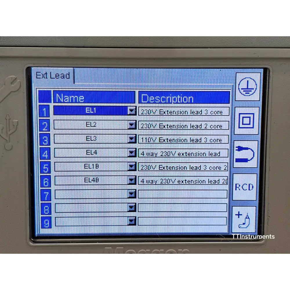Megger PAT420 serial number label and rear identification plate close-up