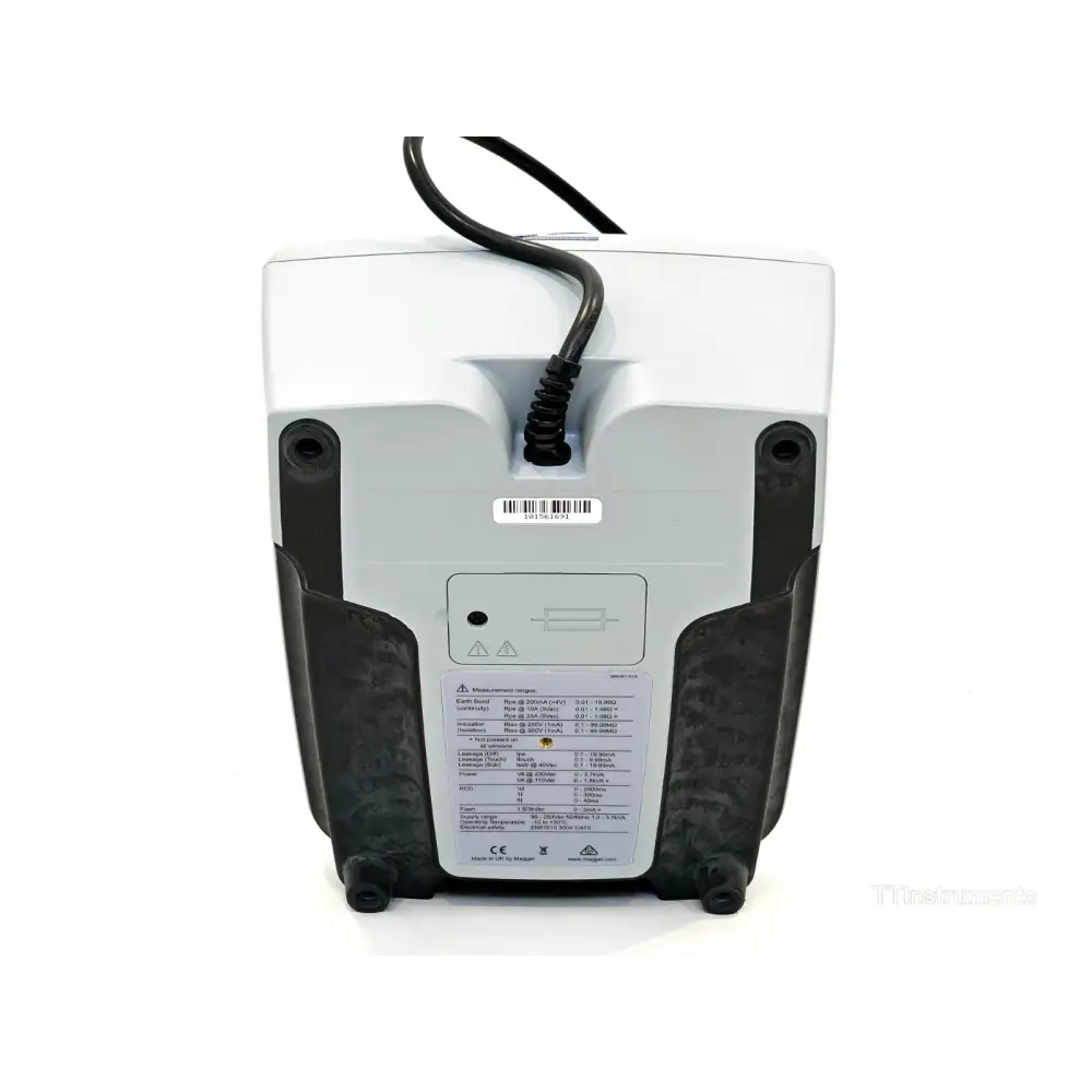 Megger PAT420 rear view showing carry handle and instrument casing detail