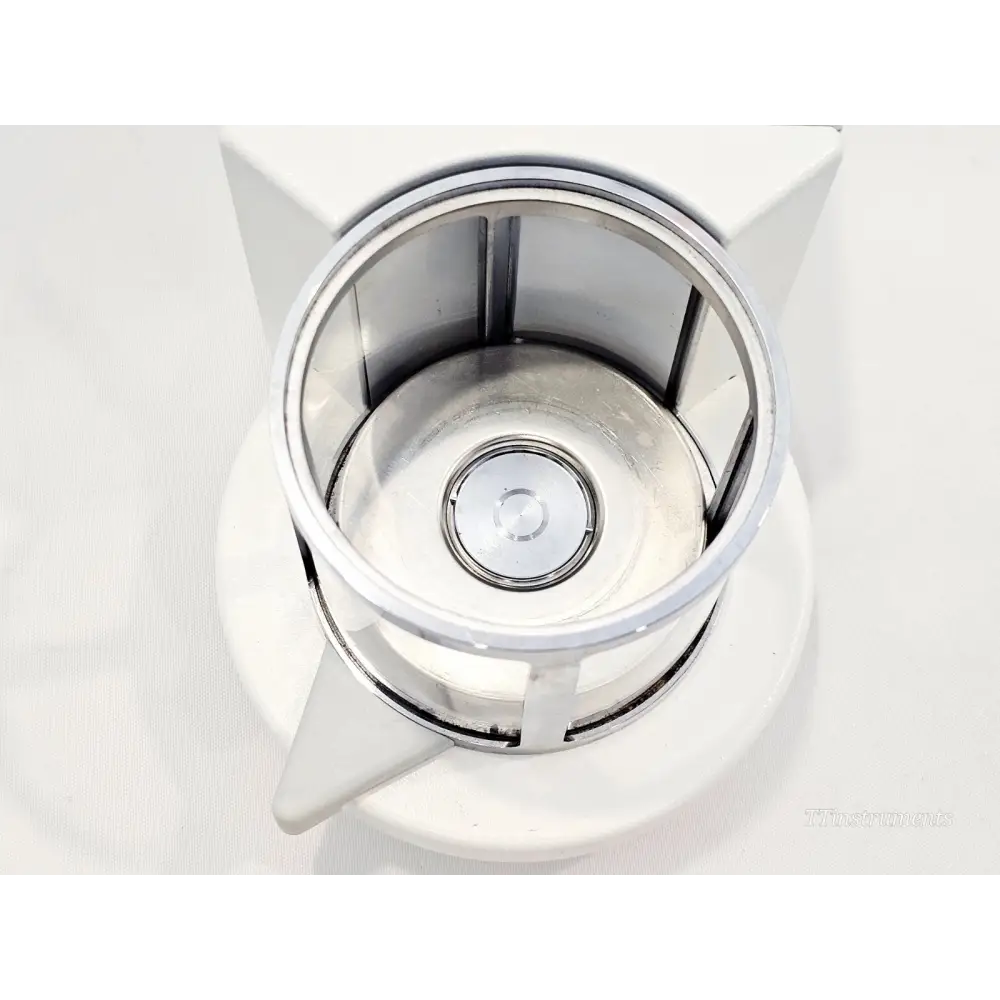 Mettler Toledo MX5 Microbalance glass draft shield open showing internal weighing chamber and pan