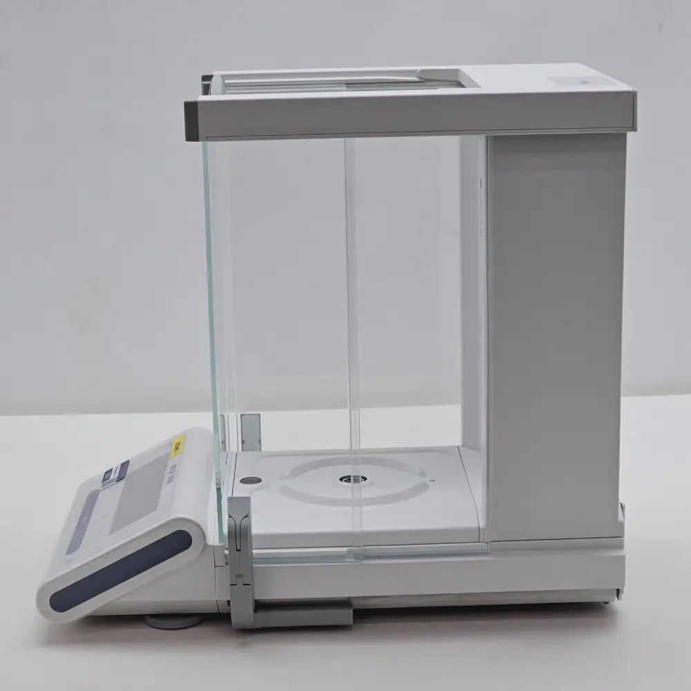 Mettler Toledo MS105DU analytical balance right side view showing RS232 and USB interface ports