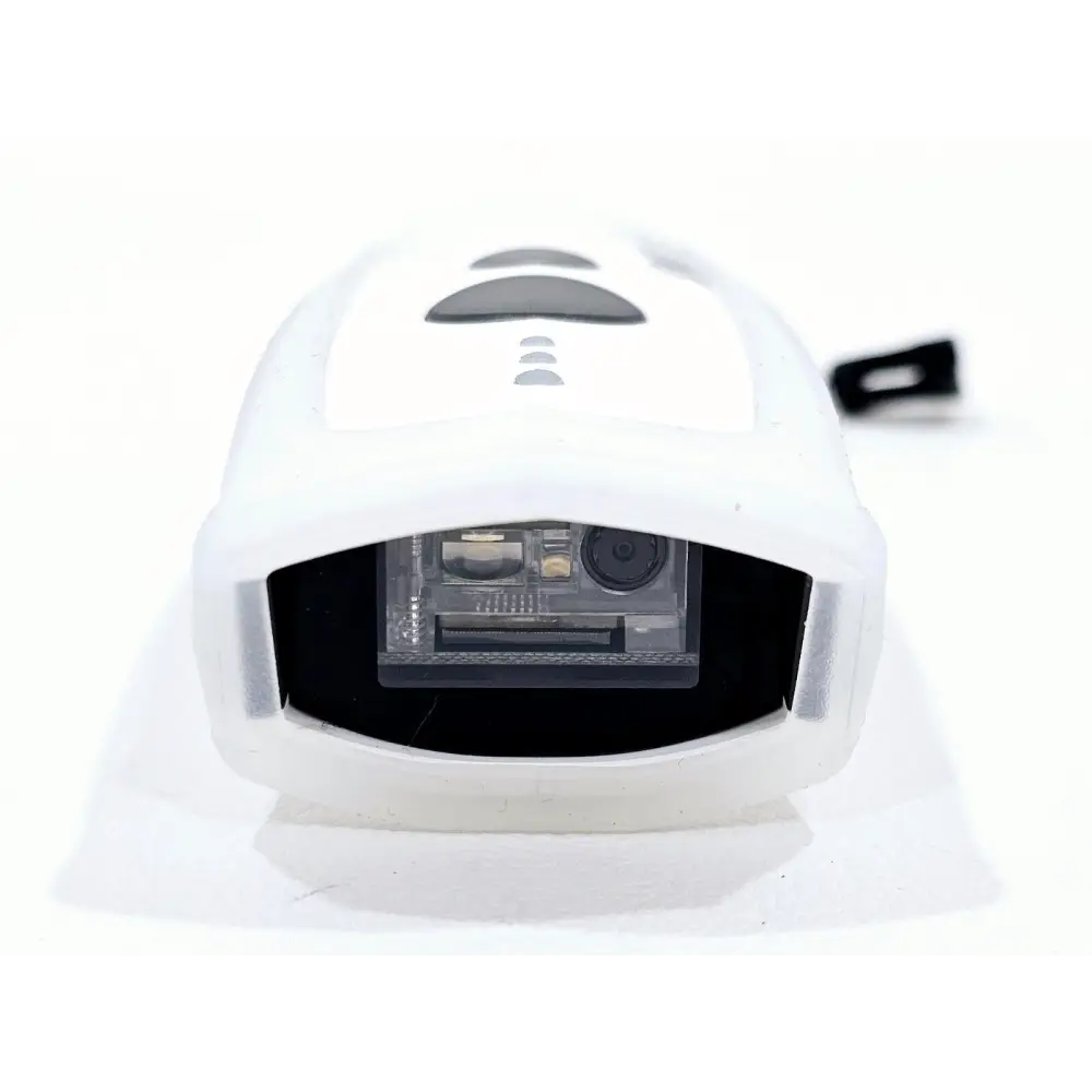Micronic DT300 2D Bluetooth Reader scanning aperture close-up showing imaging sensor and LED illumination