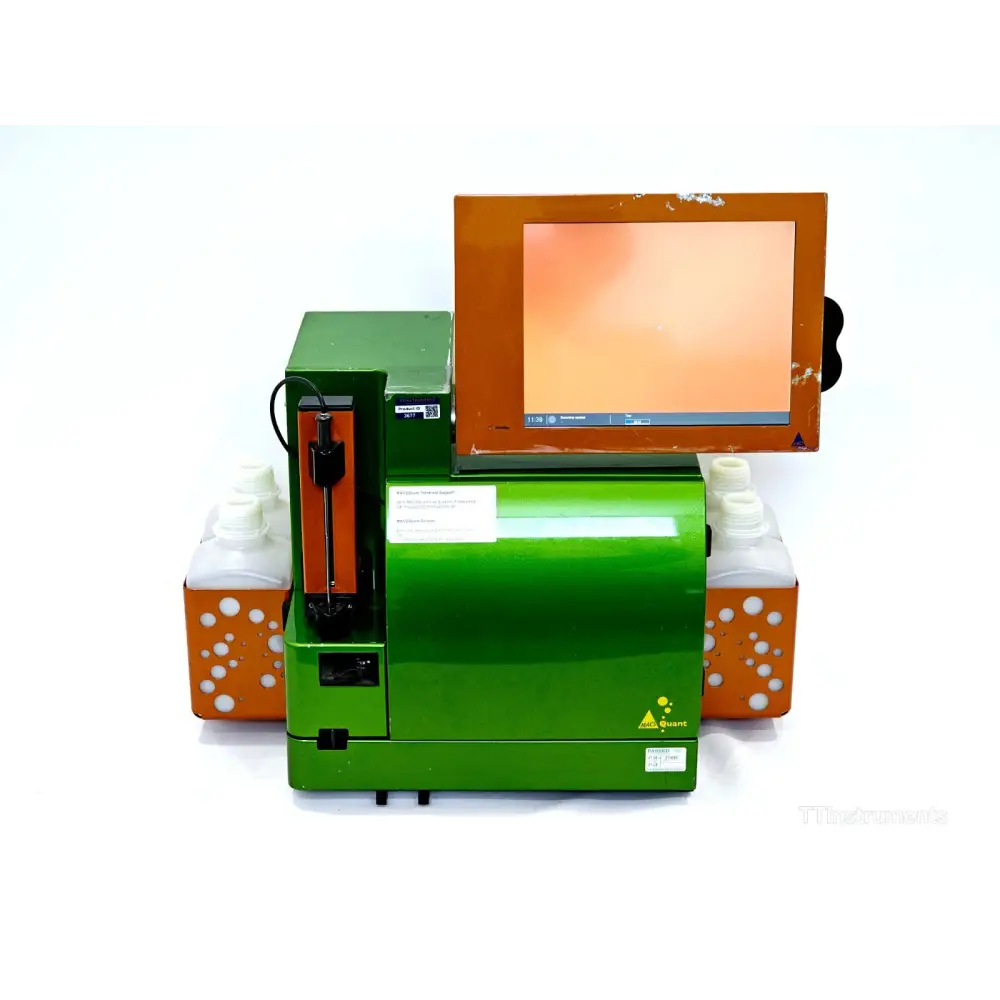 Miltenyi Biotec MACSQuant Analyzer 10 flow cytometer front view showing 15.6-inch touchscreen