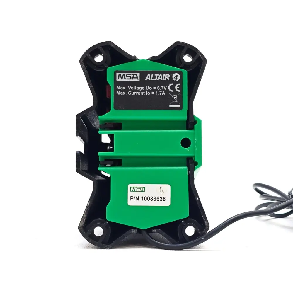 MSA Altair 4 charging cradle side profile showing connector port and cradle housing detail