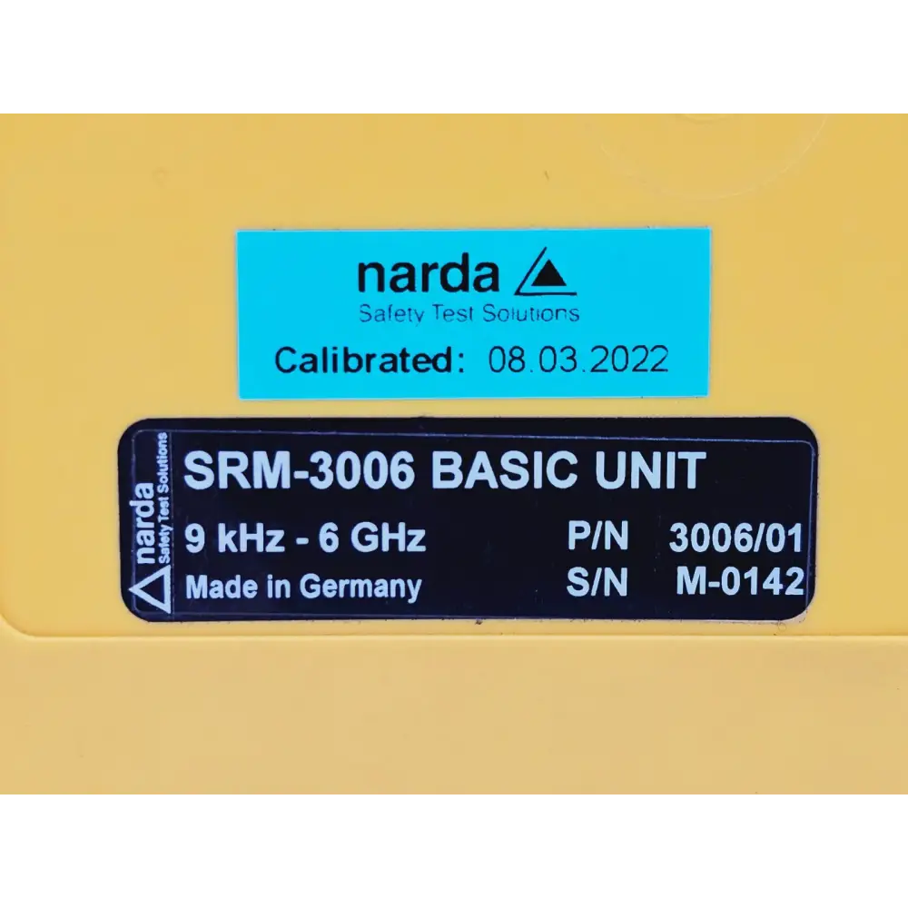 Narda SRM-3006 with 3501/03 probe disconnected, showing RF cable connector detail