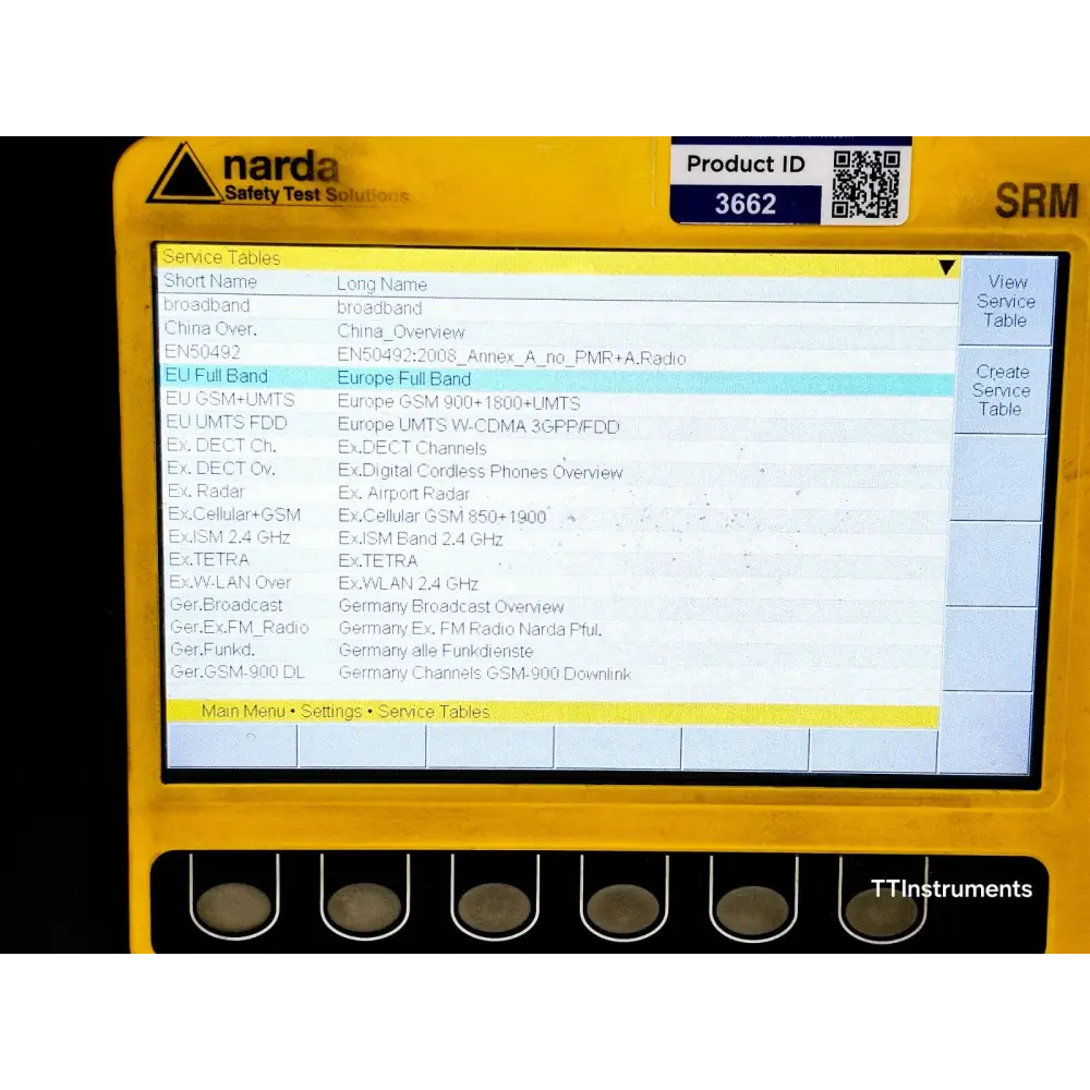 Narda SRM-3006 complete accessory set laid out including cable carry case and adapter