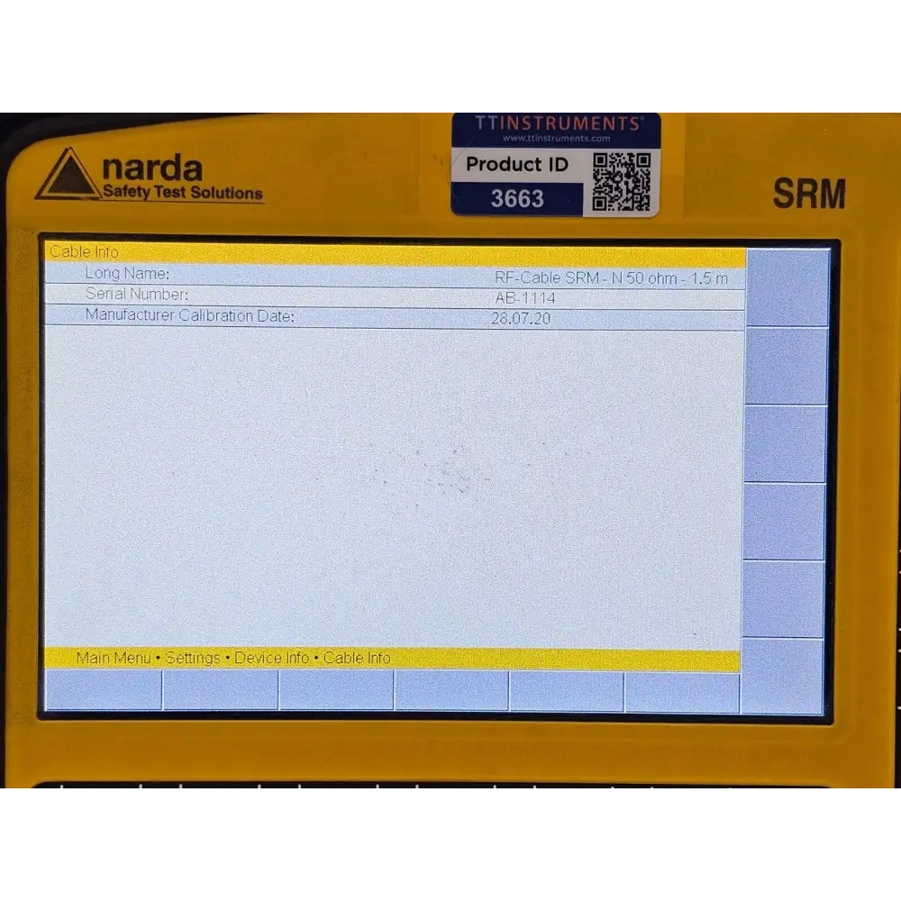 Narda SRM-3006 licence screen showing active software options