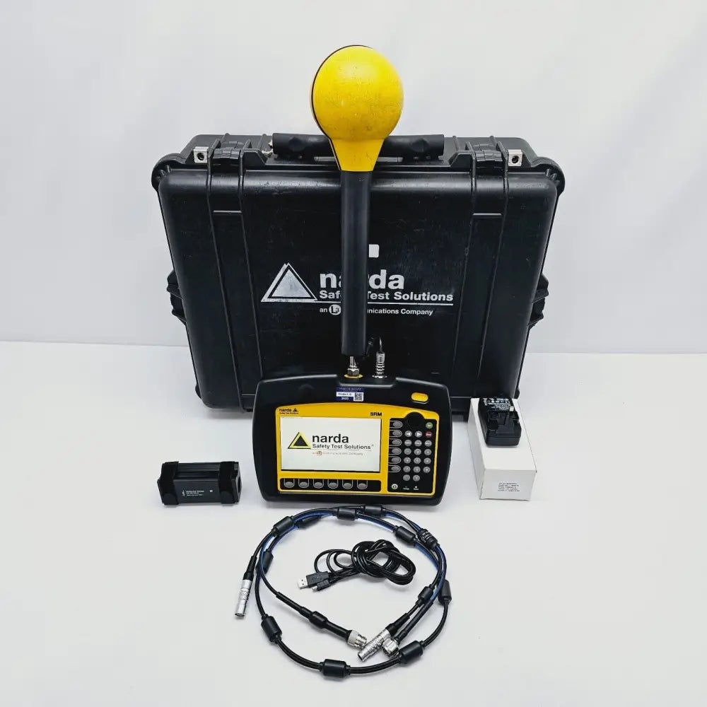 Narda SRM-3006 selective radiation meter front view showing LCD display and keypad