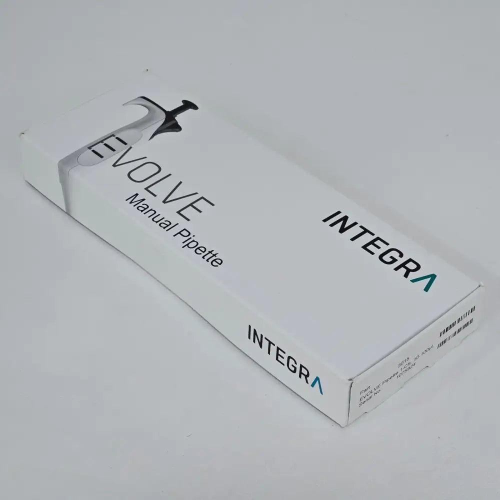 INTEGRA EVOLVE 3015 pipette shown with original manufacturer packaging and box