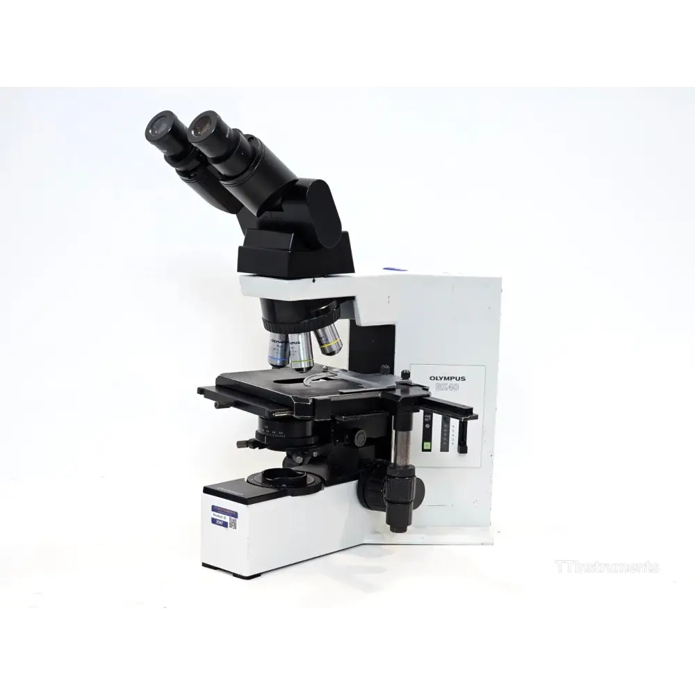 Olympus BX40F upright compound microscope with Y-shaped frame and halogen illumination base