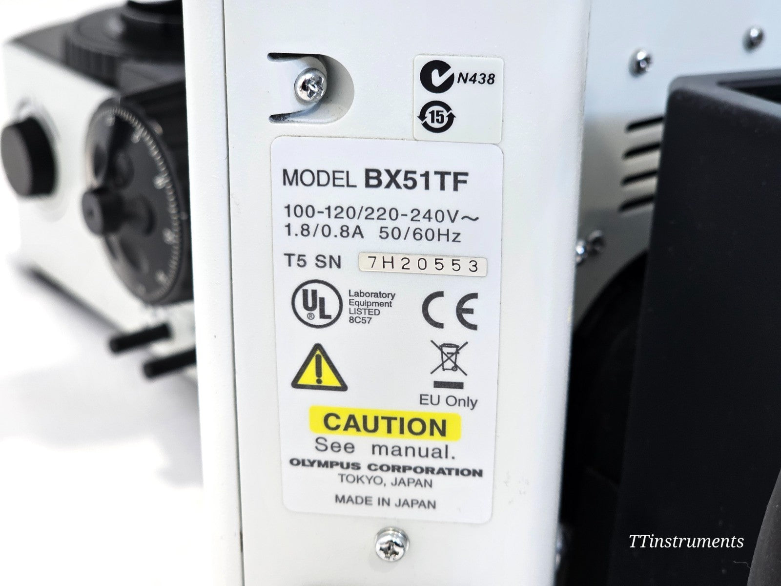 Olympus BX51TF vertical fluorescence illuminator housing detail with filter cube turret