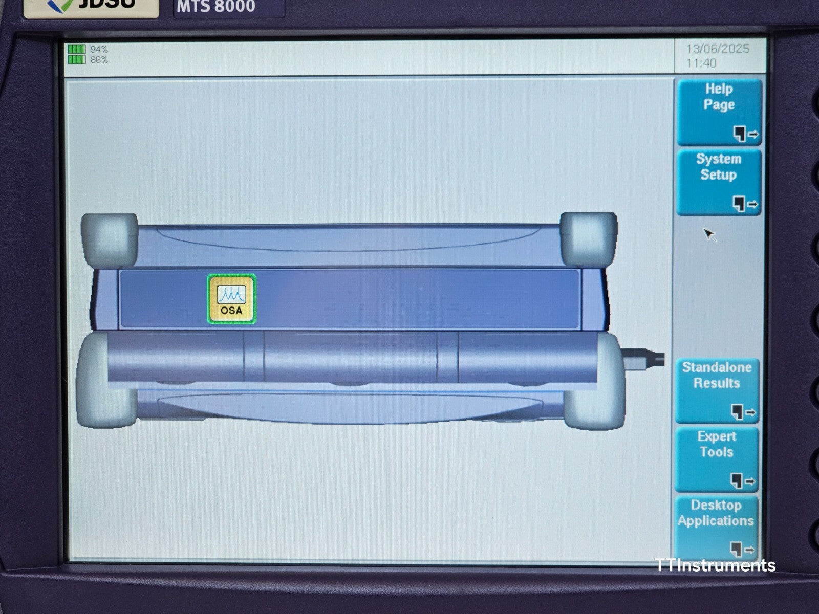 Out of Spec. Viavi JDSU MTS 8000 with OSA-500 2281/91.51 Optical DWDM Analyzer