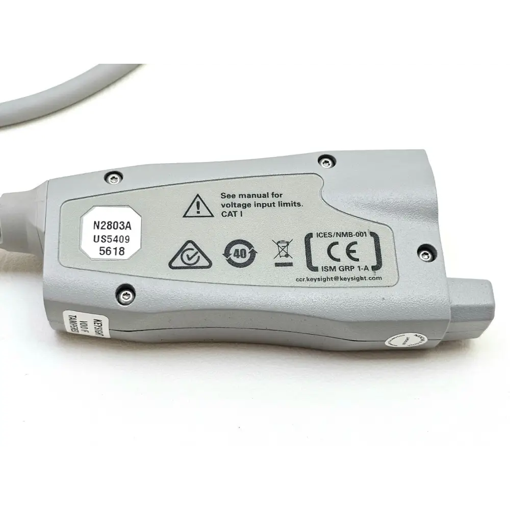 Keysight N2803A 30 GHz probe amplifier probe head connection interface close-up