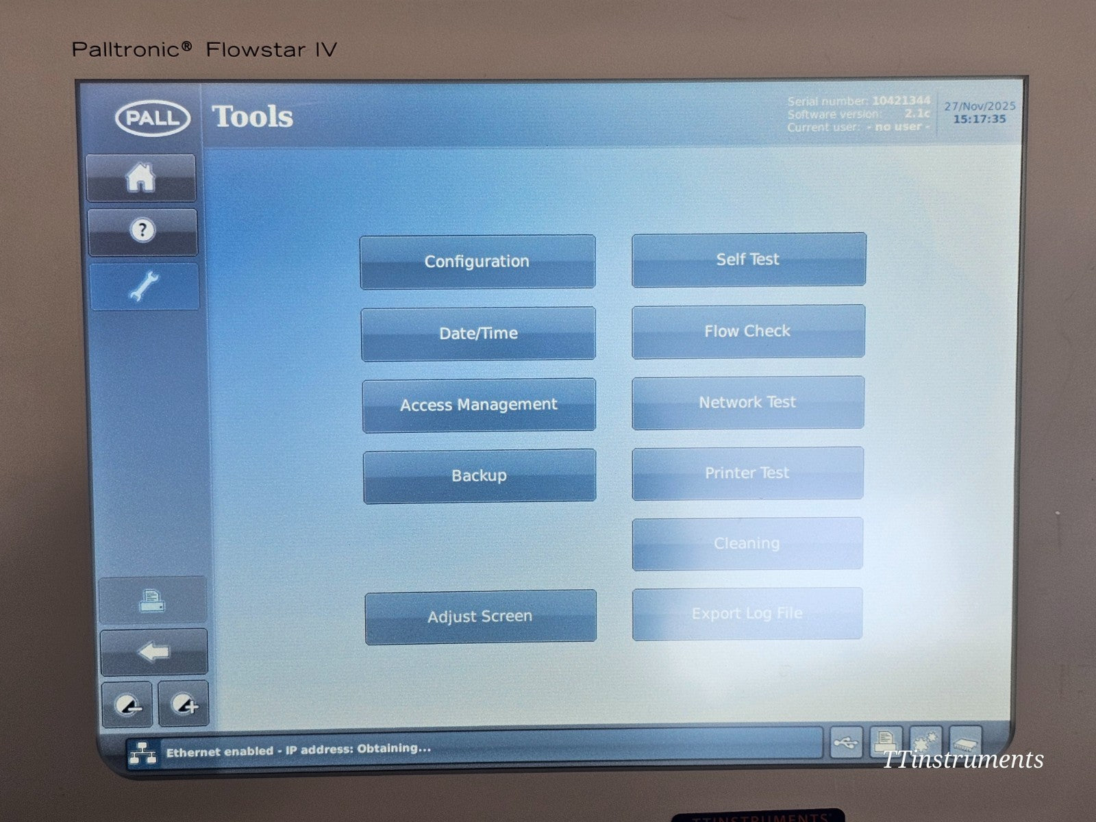 Pall Palltronic Flowstar IV FFS04 S internal thermal printer slot and USB port detail