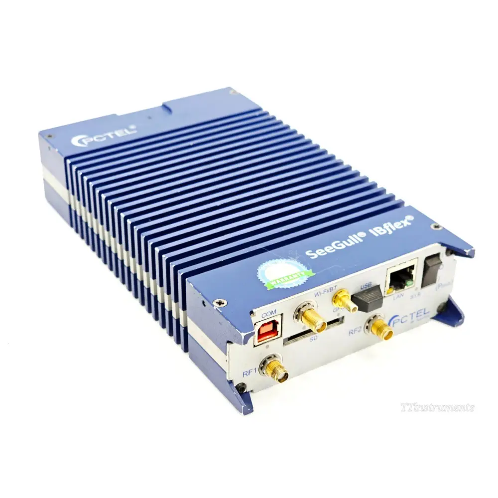 PCTEL SeeGull IBflex 08900S-E scanning receiver top view with RF port and antenna connections visible
