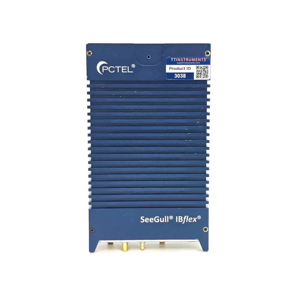 PCTEL SeeGull IBflex 08900 scanning receiver with battery pack attached, side profile view