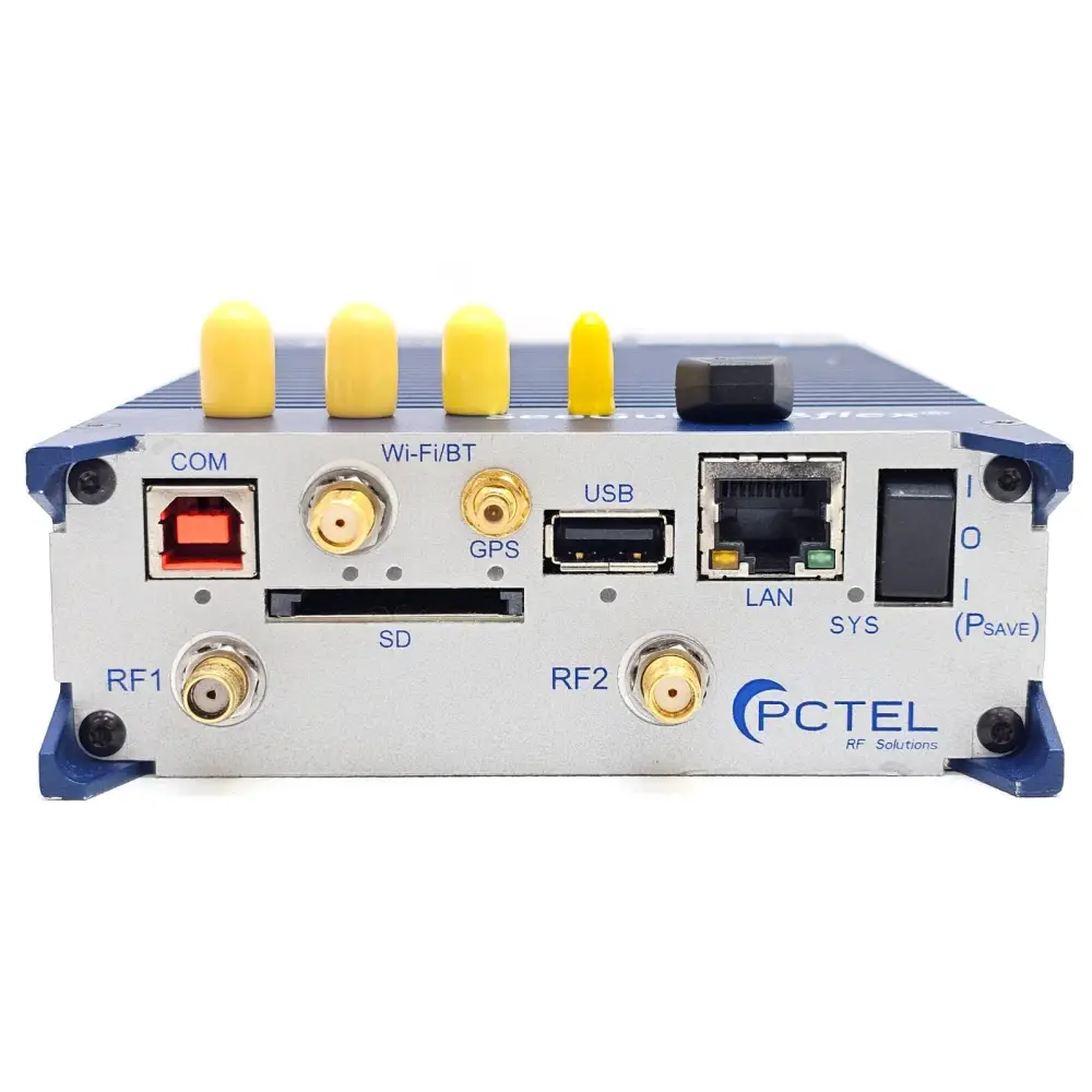 PCTEL SeeGull IBflex 08900 scanning receiver top view showing RF antenna ports and connectors