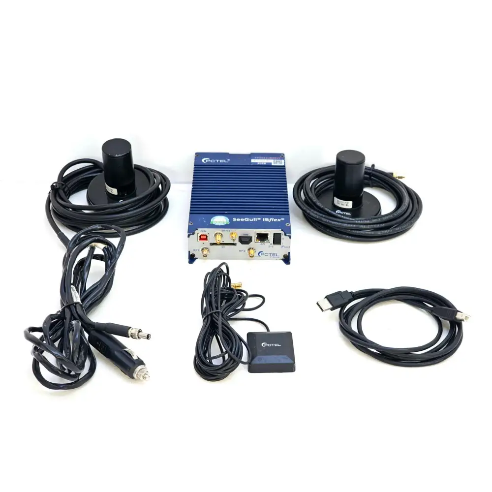 PCTEL SeeGull IBflex scanning receiver complete kit with two RF antennas, GPS antenna, DC power cable and USB cable