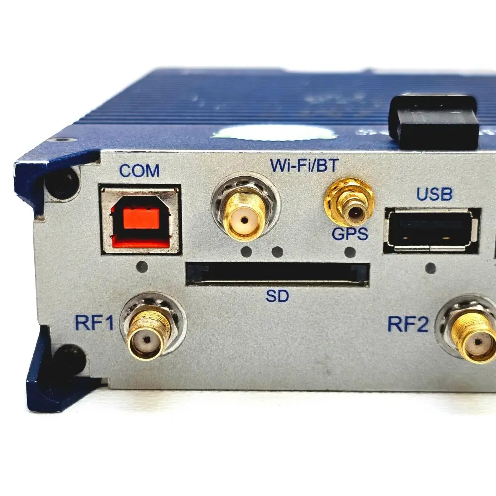 PCTEL IBflex scanning receiver shown alongside in-car charger and dual antennas included in sale