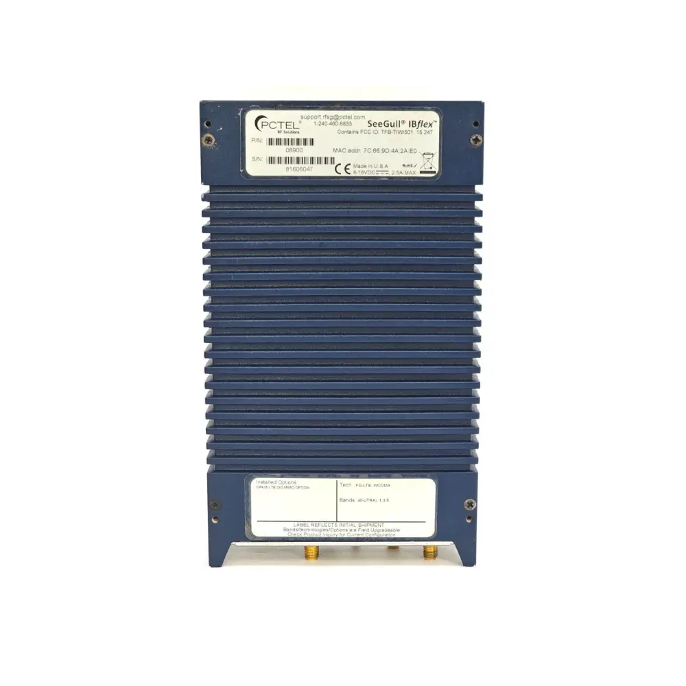 PCTEL SeeGull IBflex installed options screen showing 14 active licences including LTE Enhanced Signal 2Rx MIMO