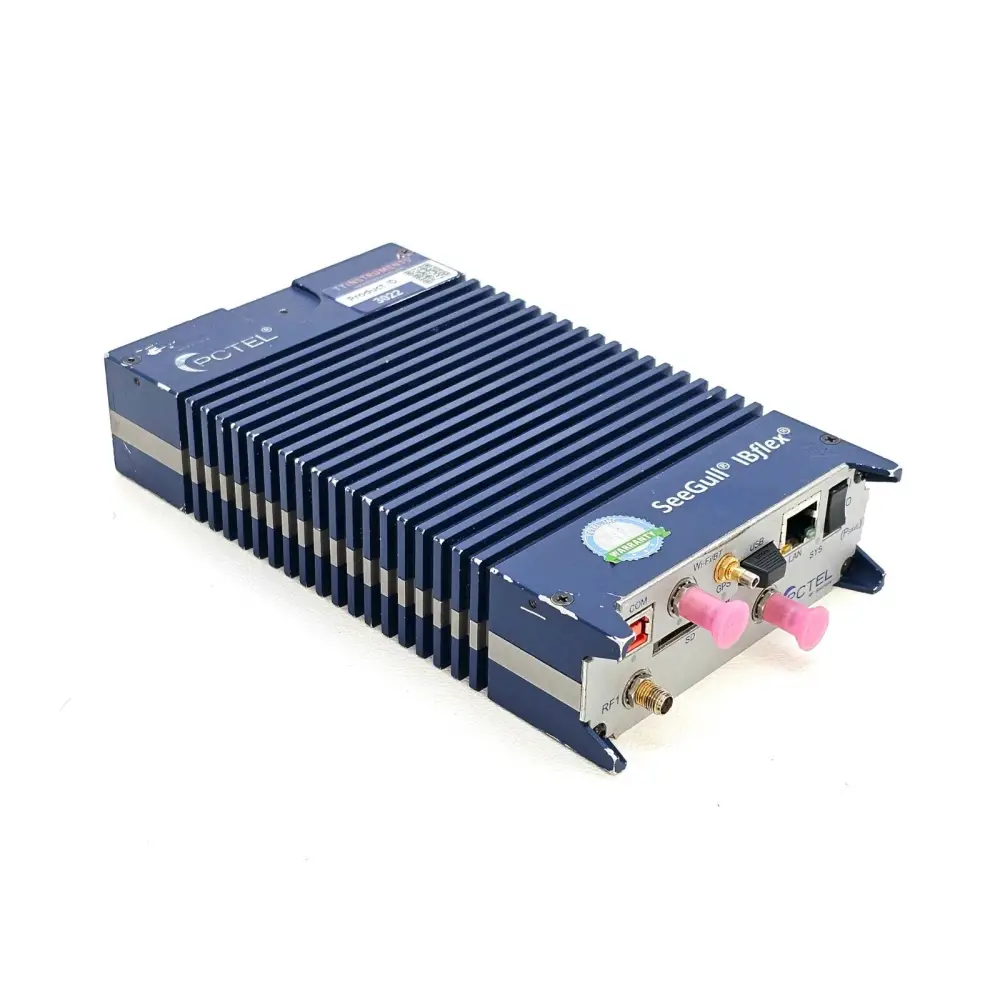 PCTEL SeeGull IBflex 570MHz-3.8GHz scanning receiver rear-angled view with TT Instruments product ID label 3022