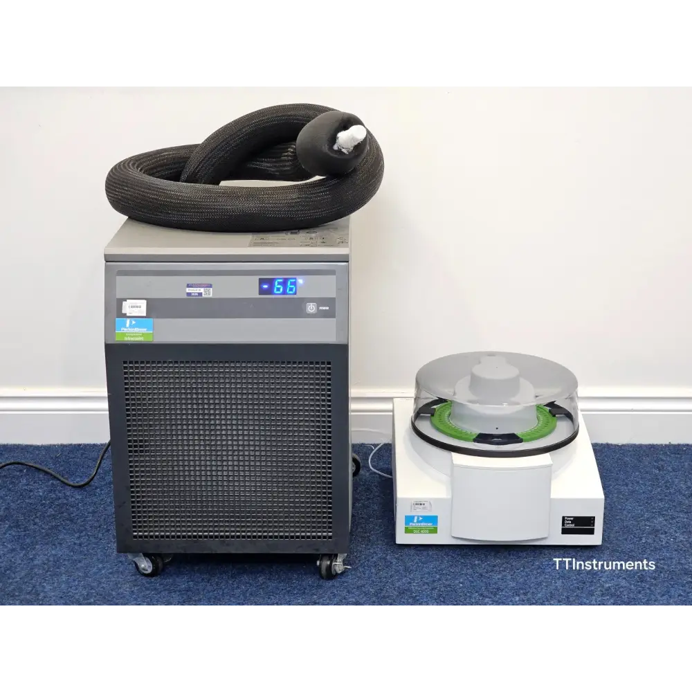 PerkinElmer DSC 4000 N520-0113 with Intracooler N5374099 chiller and insulated hose, full system view