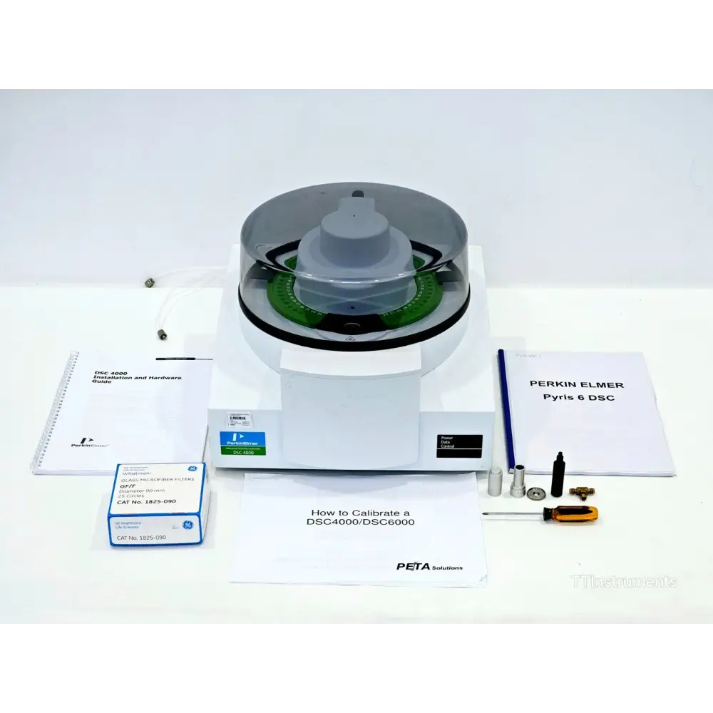 PerkinElmer DSC 4000 with autosampler, manuals, calibration guides, glass microfibre filters and tool kit