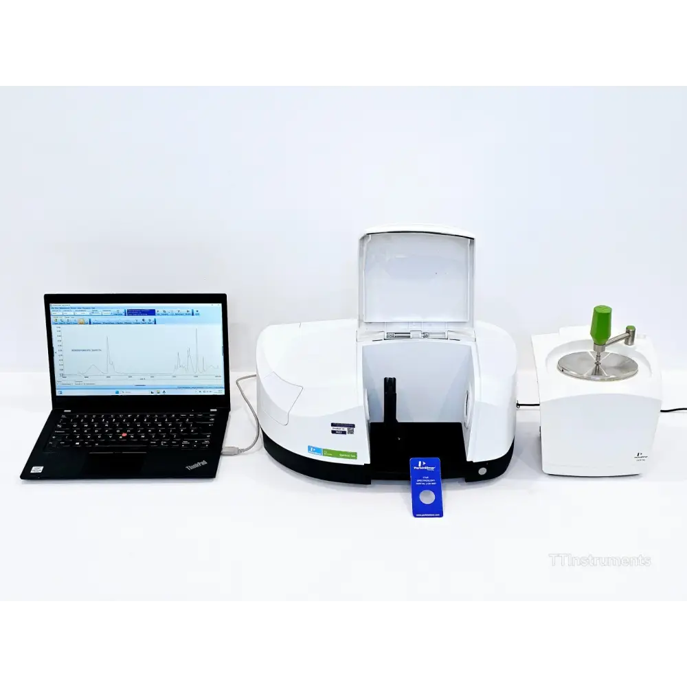 PerkinElmer Spectrum TWO LITA FT-IR spectrometer front view showing main enclosure and lid