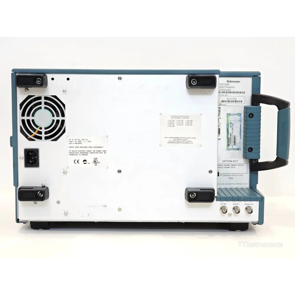 Tektronix TDS5104B colour LCD display showing Digital Phosphor waveform trace