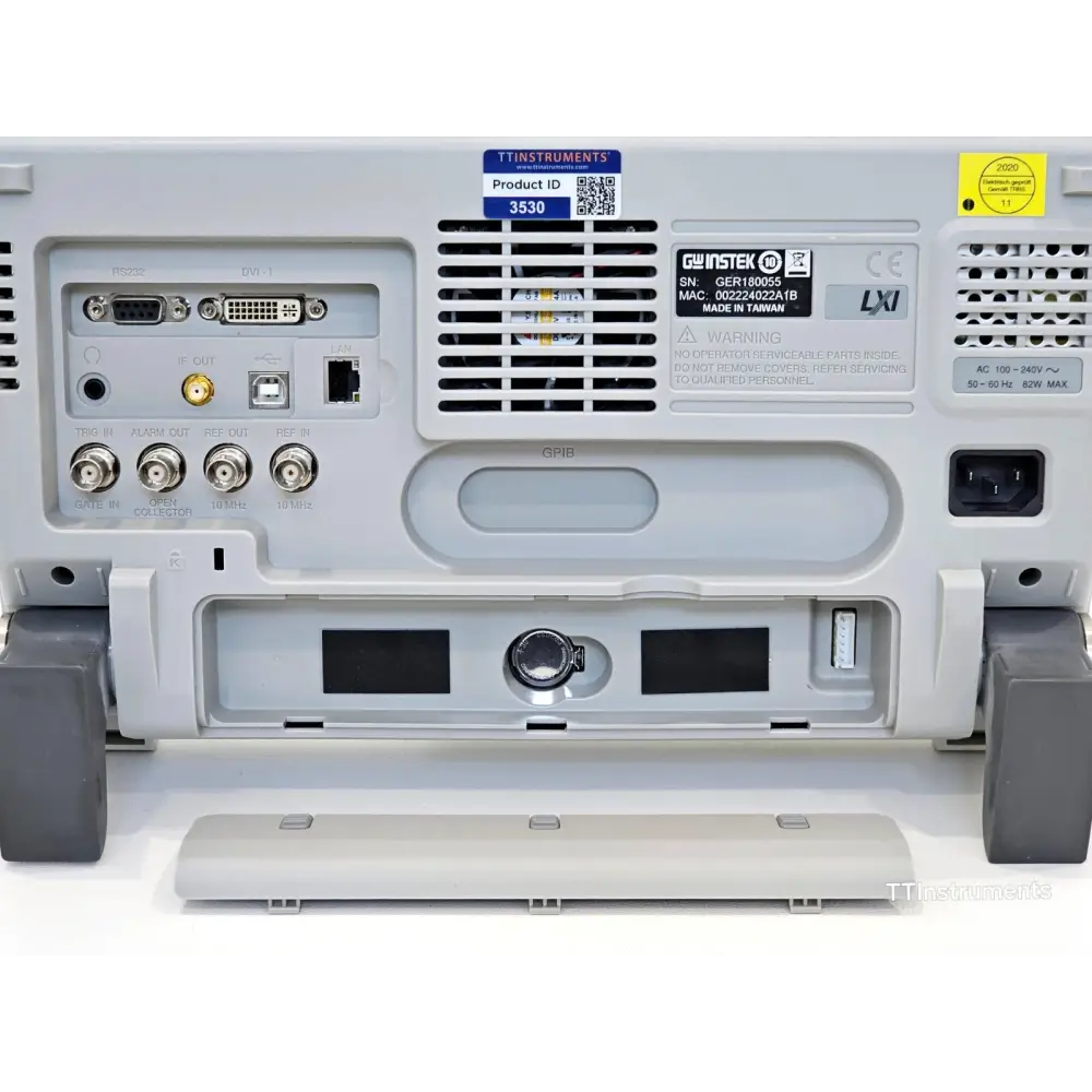 GW Instek GSP-9330 bottom panel showing serial number and product label