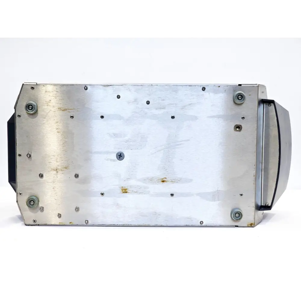 Sartorius BioWelder TC stainless steel base plate underside showing mounting screws and cosmetic surface marks
