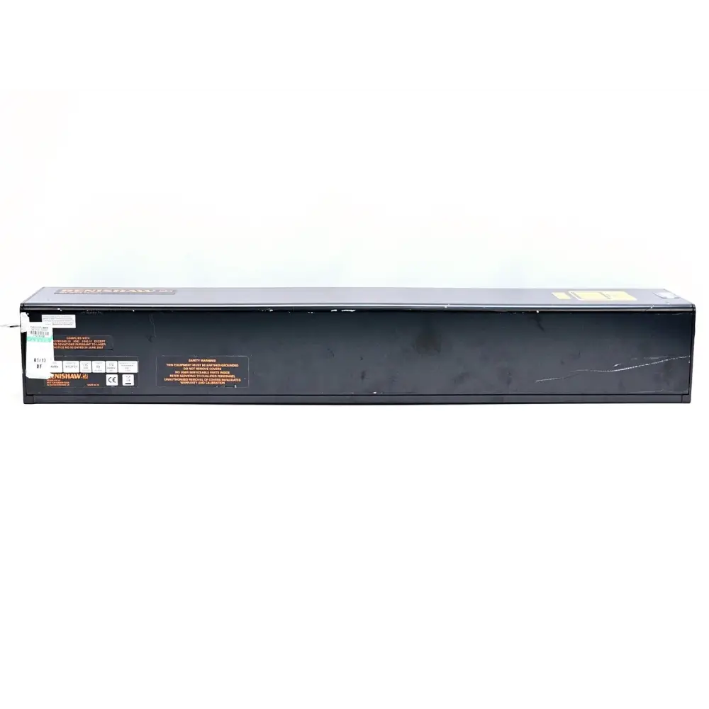 Renishaw RL633 HeNe 633nm laser — rear/underside view showing compliance label and safety warnings
