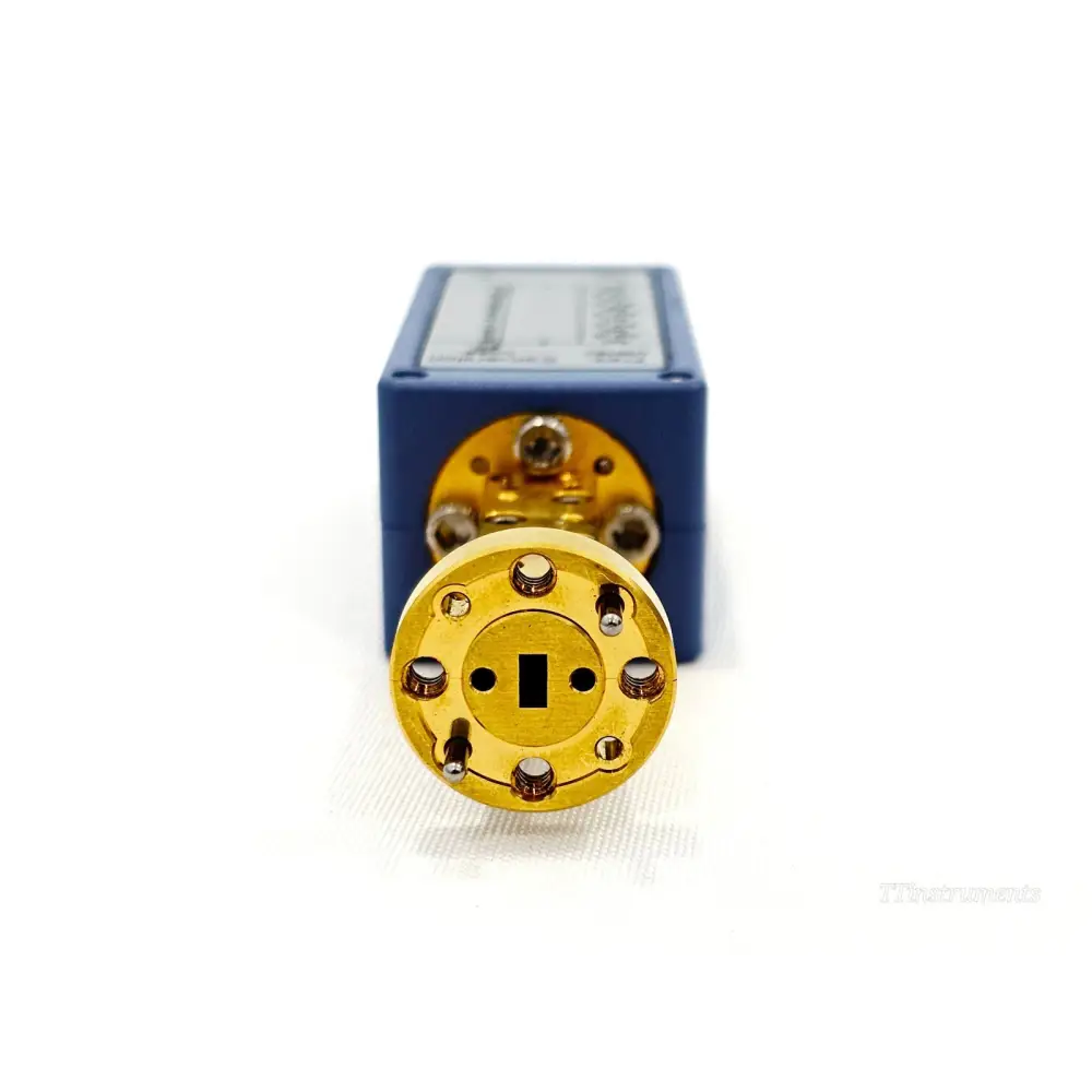 FS-Z75 50-75 GHz harmonic mixer front view showing gold WR-15 UG-385 circular waveguide flange face-on