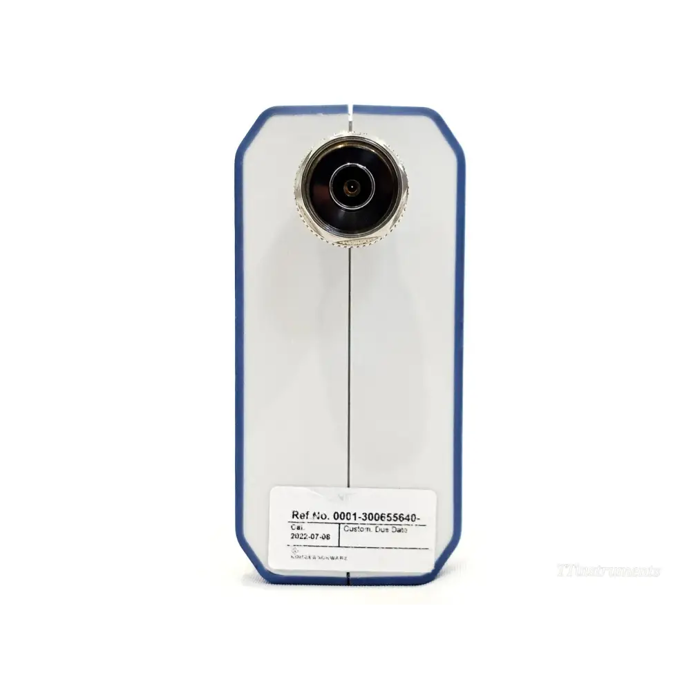 R&S NRQ6 front face showing N-type RF connector and calibration label with date 2022-07-08 and Ref No. 0001-300655640